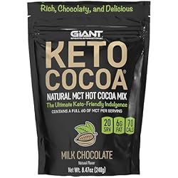 Giant Sports Keto Cocoa, Chocolate Keto Hot Chocolate Mix, 8.47 oz | Keto Hot Chocolate, Low Carb Cocoa Mix, Rich Chocolate Flavor, Made with MCT Oil & Real Cocoa, Mixes Easily Water