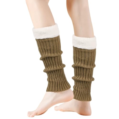 Image of Winter Leg Warmers for Women and Girls Warm Knitted Socks Knitted Wool Crochet Long Boot Socks New Year's Day Socks Christmas Socks