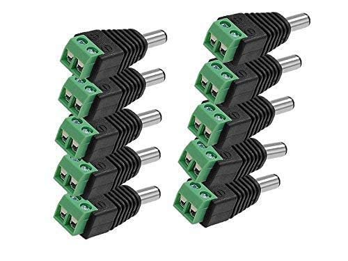BUYFLUX DC Male Connectors Screw Type for CCTV Camera DVR (Pack of 10)