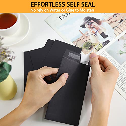 100 Pack Cash Envelopes Self Adhesive 6.7X3.5 Inch, Fit For Envelope Money Saving Challenge, Black Large Money Envelopes For Cash, Budgeting, Tips, Check, Coin & Tickets #TOP3