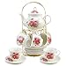 20-Pieces Tea Set For Adult with Golden Metal Rack,Porcelain Tea Sets For Women,Tea Gift Sets for Home&Party(015) (K019)