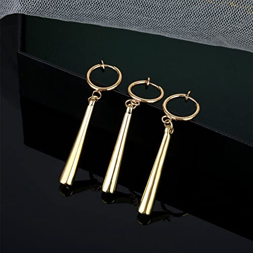 3 Pcs Gold Clip On Anime Cosplay Earrings Zoro Earrings for Women Men Dangle Hoop Cartilage Earrings2