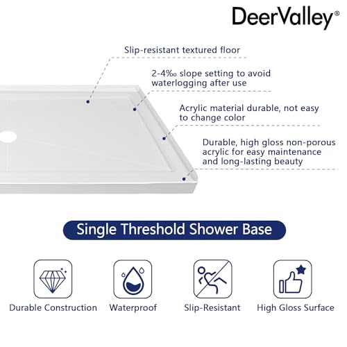 Image of DeerValley 60 inchL X 34 inchW Single Threshold Shower Base in White