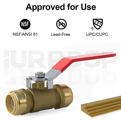 IURRDOP 1/2 Inch Brass Ball Vavle, Push to Connect Water Plumbing Shut