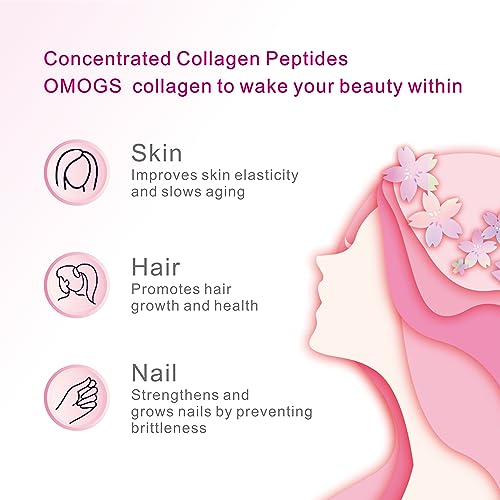 Image of OMOGS Collagen Peptides Powder, with Prebiotics & Cranberry Extract -Hydrolyzed Collagen Peptides Support Hair, Skin, Nail, Bone & Digestive Health, Grass Fed, Non-GMO, for Women & Men