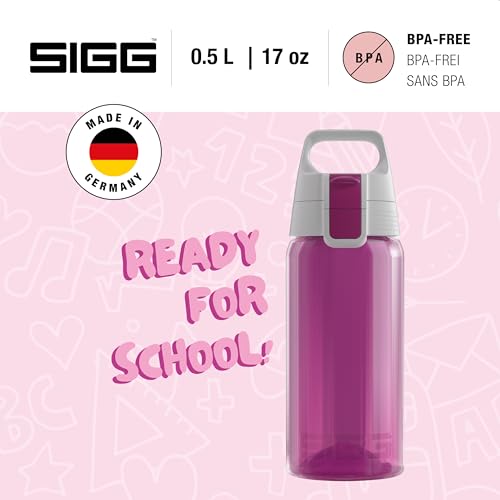 SIGG - Trinkflasche Kinder - Viva One Berry - Für Kohlensäurehaltige Getränke Geeignet - Auslaufsicher - Spülmaschinenfest - BPA-frei - Sport & Schule - Pink - 0,5L