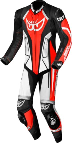 Berik Losail-R perforated Tuta in pelle della moto canguro di un pezzo, nero/rosso/bianco, 56