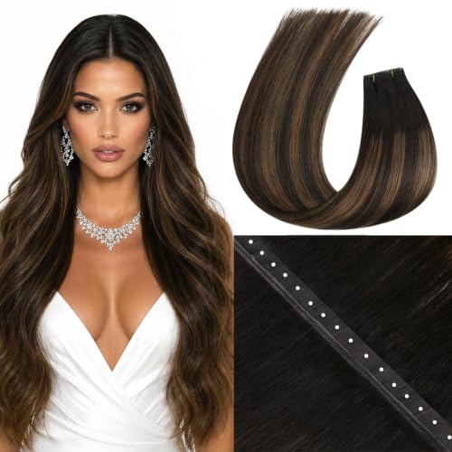 Image of Moresoo Butterfly Weft Hair Extensions Human Hair, Balayage Brown