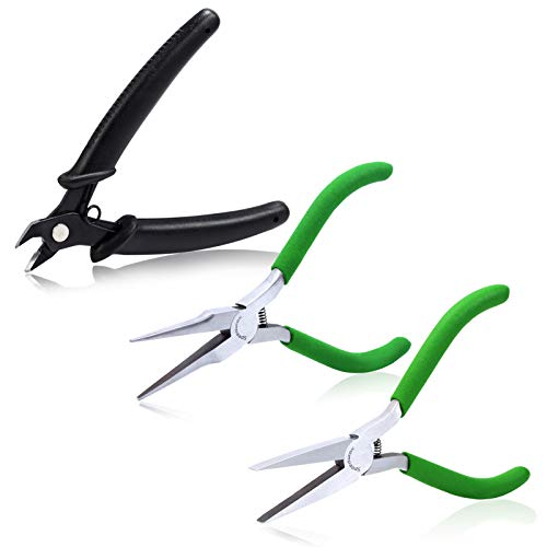 SPEEDWOX 3 Pcs Metalworking Pliers Set Jewelry Making Pliers Tools Needle Nose Pliers Flat Nose Pliers Flush Cut Pliers Outter Spring for Metal 3D Model Making