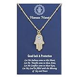 Hamsa Necklace, Tarsus Hand of Fatima Pendant Necklace for Women Men Evil Eye Protection Necklace...