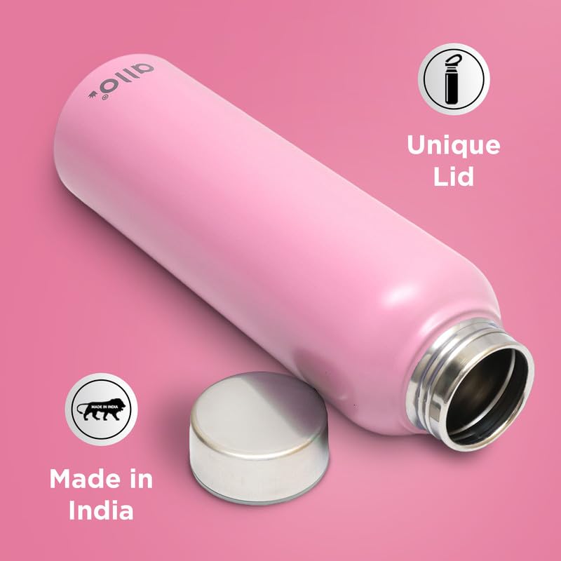 Image of Allo Stainless Steel Water Bottle For Adults, Kids 1 Litre Water Bottles For School, Office, Sports, Gym 1L Water Bottle For Men And Women, Pack Of 2| Leak Proof, Bpa Free, Lavender & Pink Steel Cap
