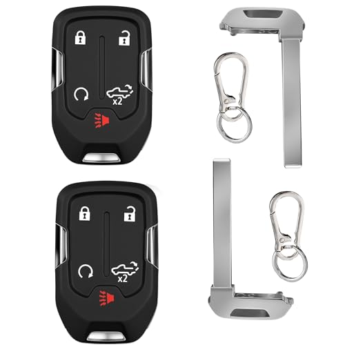 Image of 2 Pack Keyless Key Fob Remote Fit for 2019-2023 GMC Sierra 1500 2500 3500 & 2019-2023 Chevrolet Chevy Silverado 1500 2500 3500, 433 MHz HYQ1ES 13522904 13522854 Include Uncut Key Blade