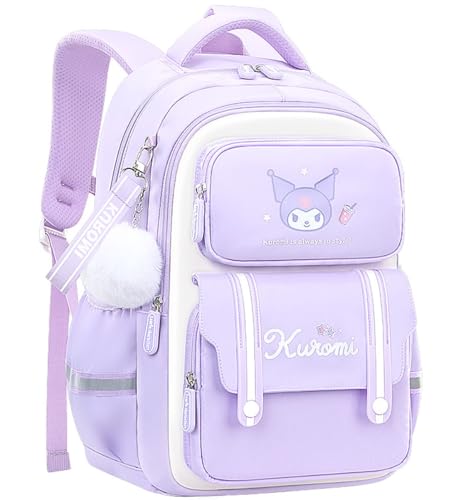 Many Rainbows Kuromi Mochila de desenho animado japonês mochila escolar bolsa de viagem, Roxa, 38 x 29 x 12cm, Casual