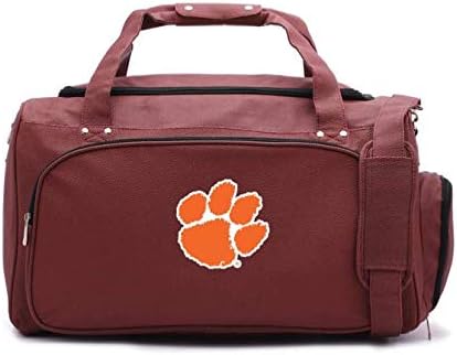 Zumer Sport Clemson Tigers Football Leather Travel Kit Duffel Gym Bag - Made from Genuine Football Materials - Shoulder Strap and Handles - Shoe Compartment - Brown