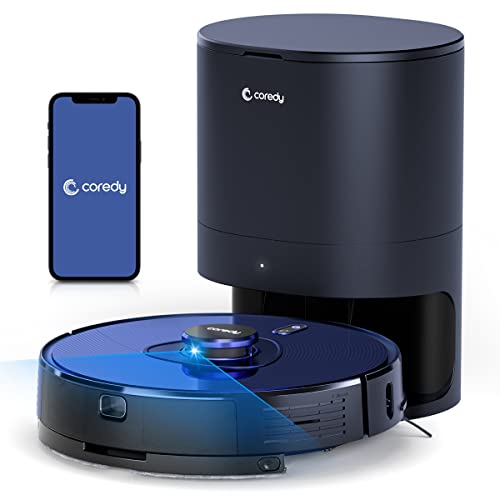 Coredy L900X Robot Vacuum Cleaner with Self Emptying Station, Lidar Navigation Robotic Vacuums and Mop Smart Mapping, 2700Pa Suction with Carpet Boost, Alexa, No-Go Zones, Ideal for Pet Hairs - Blue