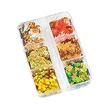 Foto Aufbewahrungsbox Herbstblatt Glitzer NailArt Pailletten Hologramme Ahornblatt NailArt Stücke Orange Gold Rot Herbstblatt Glitzer Sticker Decal NailArt DIY Weihnachtsschmuck (Yellow, One Size)