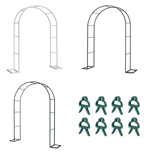 Arco de jardín de metal para plantas trepadoras 180 x 250 cm, pérgola, enrejado, decoración exterior, terraza, arco de rosas con base duradera, pabellón de jardín negro para flores y vides