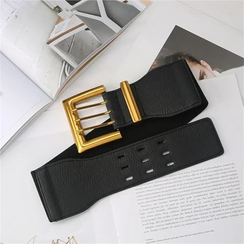 Women's Belt Belts For Women Elastic Wide Belt Gold Buckle Ladies Suit Coat Girdle Waist4