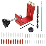Taschenloch-Set,15 Grad Neigungswinkel Werkzeug | mit Bohrern, Schraubenschlüsseln, Schrauben, Stopfen und - Für Schrankmöbel, Möbelbau,