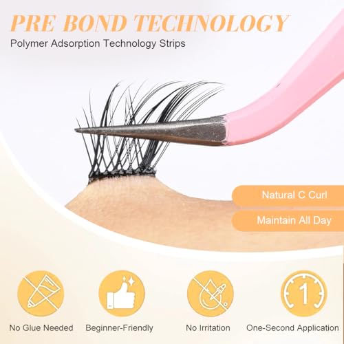 Image of MAYCREATE108Pcs Glue-Free Press-On Eyelashes, Self-Adhesive False Lashes Set with Natural Wispy, Cat Eye & Volume Styles, Reusable Lightweight Synthetic Lashes, Easy Apply No Glue Lash Kit