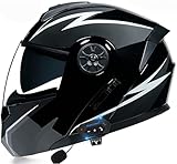 Kcolic Casque Moto Bluetooth, Casque Intégral Intégré Antibuée Double Visière, Casque Modulable, Casque Intégral Fermé Homologué ECE pour Réponse Automatique V,Medium