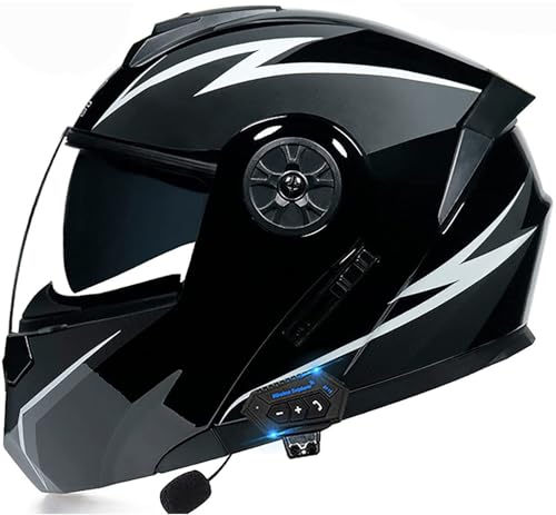 Kcolic Casque Moto Bluetooth, Casque Intégral Intégré Antibuée...