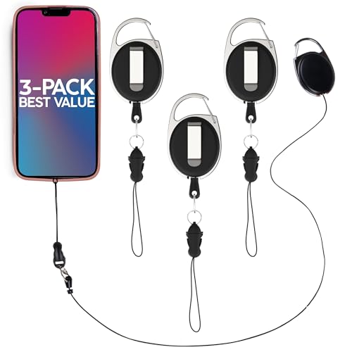 Cordon Rétractable Anti-chute Pour Téléphone - 20 Cm Avec Mousqueton, Idéal Randonnée, Vélo, Escalade Et Pêche - 9