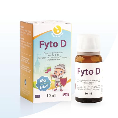 Fyto D 800 IU Vitamine D3 pour Enfants - Croissance et Vitalité, Soutien Os et Dents, Immunité et Défense Renforcée, 10ml Compte-Gouttes, Goût Neutre, Origine Végétale, Naturel sans Additifs