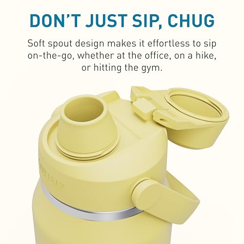 Image of CamelBak Thrive Chug Insulated Stainless Steel Water Bottle, Cold Retention with High Flow Lid for Everyday Hydration and Active Use, 32oz, Yellow Bloom