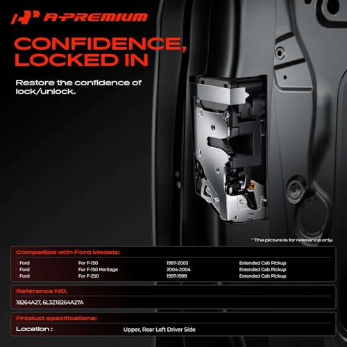 Image of A-Premium Rear Upper Door Latch Lock Cable Assembly | Compatible with Ford F-150 1997-2003, F-150 Heritage 2004, F-250 1997-1999, Rear Left Driver Door Latch Cable
