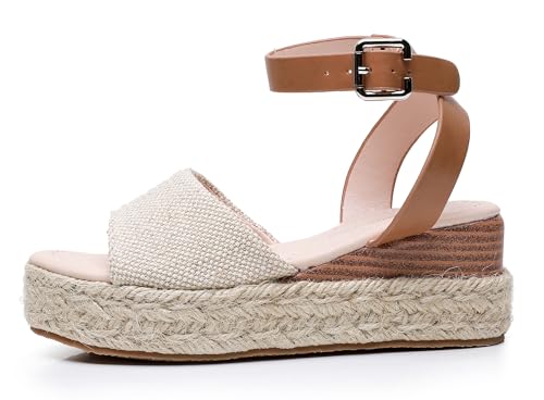 Felabo Girls' Flatform Espadrille Sandals – Open-Toe, Adjustable Ankle Strap, Casual Summer Shoes (Little Kid/Big Kid)