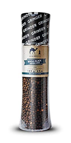 Whole Black Pepper Grinder -185g/6.04oz High Grade Pepper Mill Finest Black Peppercorns