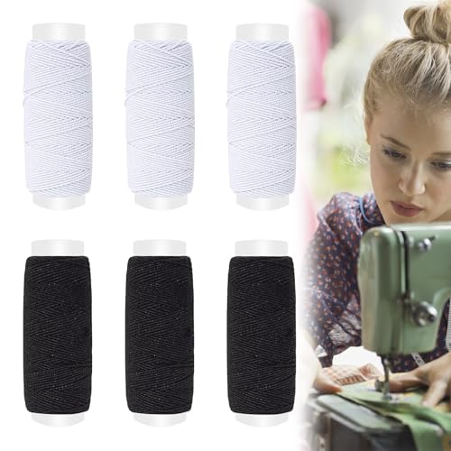 Fio elástico para costura, fio elástico, 6 rolos de fio elástico para costura, pode ser usado para confeção de disfarces, também adequado para pulseiras de contas, artesanato de jóias