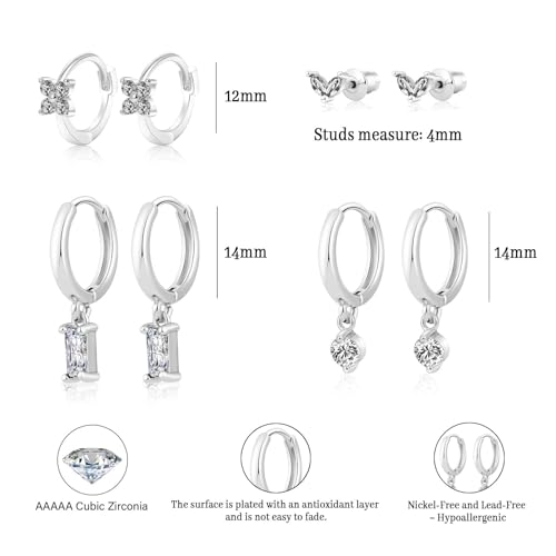 Dainty Silver Earrings for Women 14k Gold Plated Lightweight Hoop Earrings Set for Women Trendy Small Silver Hoop Huggie Jewelry4