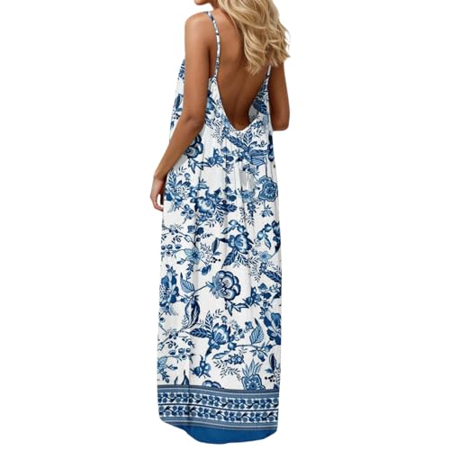 Image of HTHLVMD Backless Cami Dress Summer Dresses for Women 2026 Spaghetti Strap Dresses Womens Solid Color Backless Cami Dress