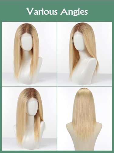 Image of 13 * 4 HD Glueless Human Hair Ombre Light Blonde Lace Front Wigs for White Women Straight Wig Pre Plucked 180% Density Transparent (20inch)