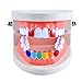 Rainbow Enamel Teeth Grillz Set – Hip Hop Mouth Grills with Vibrant Glossy Colors, Fashion Accessory for Parties, Streetwear(Silver,Red)