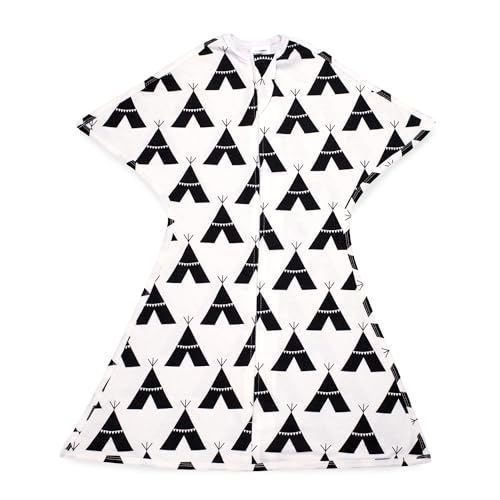 Image of SleepingBaby Zipadee-Zip Transition Swaddle - Roomy Baby Swaddle Blanket with Zipper Convenience - Black Teepee, S (4-8 Months)