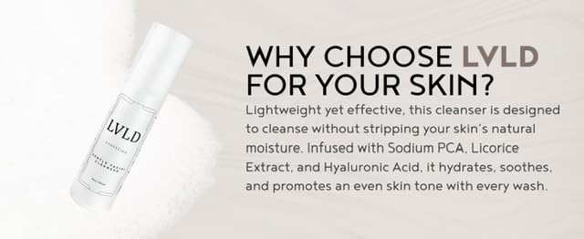 LVLD Gentle Hydrating Facial Cleanser (3oz) – pH Balanced, Soap-Free Daily Face Wash with Hyaluronic Acid – For Sensitive & Dry Skin – Non-Stripping, Made in USA - Image 9