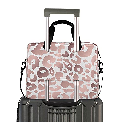 ALAZA Rose Gold Leopard Print Pink Cheetah Laptop Case Bag Sleeve Portable Crossbody Messenger Briefcase w/Strap Handle, 13 14 15.6 inch2