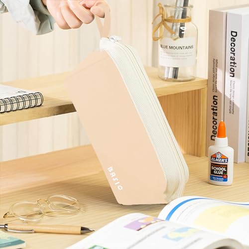 Image of MAMUNU Large Pencil Case Wide Opening - Big Capacity Pencil Pouch for Girls Boys - Portable Stationery Pen Bag for School Office College Teens Students Adults, Beige