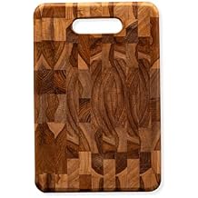 IWAS Upcycled Teak Wood Cutting Board | Medium 11.81" x 7.87" x 1"| Made from Upcycled Teak Wood | Sustainable & Environmentally Friendly End Grain Wooden Chopping Boards for Kitchen
