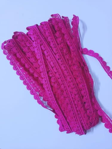 Image of Swag White Cotton Trim Laces and Borders Material for Saree Border, Suit, Kurta, Dupatta, Blouse, Gown, Lehenga & Neckline (Pink, 9 Meter)