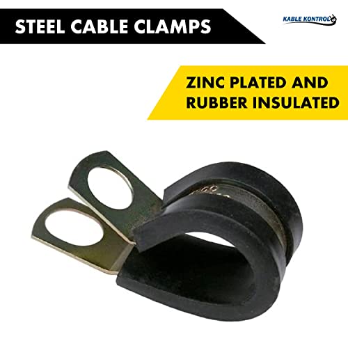 Kable Kontrol 100 Pack 3/8 Inch Steel Cable Clamps, Zinc Plated Wire Clamp, Rubber Coated Insulated, Cable Management For Hose, Steel Pipe, Wires, Cords, Conduits, Construction And Automotive #TOP1