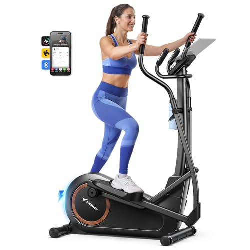 MERACH Crosstrainer für Zuhause mit 42 cm Schrittlänge, Ultraleise Ellipsentrainer mit Magnetwiderstand, 16 Widerstandsstufen, für Effektives Ausdauertraining, Eigener App, Belastbar Bis 150 kg