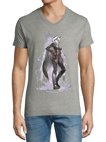 T-shirt col en V Anime 114 homme coton gris contre la transpiration