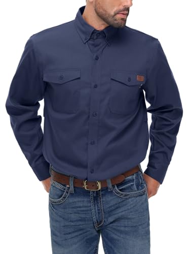 Image of VANLENS FR Shirt for Men 6oz Ripstop Lightweight Back Vented Mesh Breathable Flame Resistant CAT2 NFPA2112 Welding Shirts