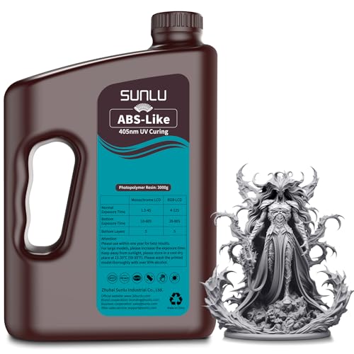 SUNLU 3KG ABS-Like Resin Grey 3D Printer Resin for 4k/6k/8k LCD/DLP/SLA Resin 3D Printer 405nm UV Curing 3D Resin High Toughness Good Resistance Non-Brittle & High Precision Grey 3000g