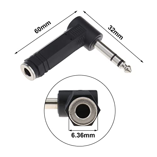 2PCS 1/4 Inch 6.35mm Right Angle Stereo Male Plug to 1/4 Inch 6.35mm Stereo Female Jack Audio Adapter for Electric Guitar Mixer Loudspeaker KTV Equipment - Image 4