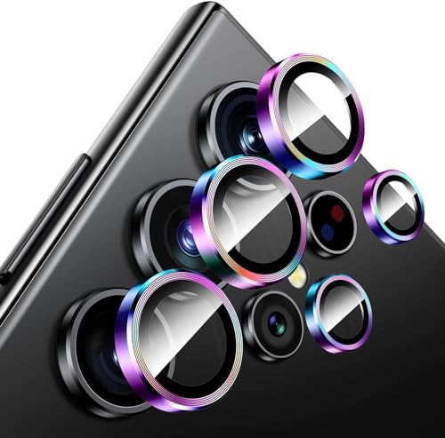 Image of V MOBITE Camera Lens Protector Compatible with Galaxy S24 Ultra | 9H Tempered Glass Camera Lens Guard | HD Clear Scratch Resistant Lens Cover | Case Friendly | Easy Installation Rainbow
